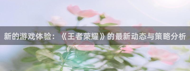 奇亿娱乐在线登录：新的游戏体验：《王者荣耀》的最新动态与策略
